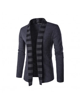 Fashion Cardigan Sweater Mens Trends Knitwear Casual Stripes Color Cardigan