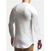 Mens Jacquard Slim Fit Solid Color Cotton Round Neck Casual Long Sleeve T  Shirt