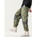 Mens Patchwork Zipper Fly Casual Cotton Cargo Pants With Pocket