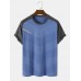 Men Ice Silk Patchwork Strench Breathable Pleats Thin Gym Activewear Top