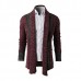 Mens Fashion Stitching Turn  down Collar Knitted Cardigans Casual Slim Fit Sweater