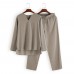 TWO  SIDED Mens Cotton Comfy Soft Solid Color Long Sleeve Sleepwear Set Yoga Pajamas Set