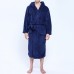 Men Flannel Pockets Bathrobe Pajama Hooded Sleepwear Robe