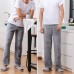 Mens Autumn Winter Thick Solid Color Warm Sleepwear Flannel Home Pants