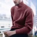Mens Cotton Loose High Collar Warm Long Woolen Sleeve Casual Pullover Sweaters