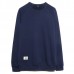 Autumn Winter Fashion Pure Color Round Neck Men Pullover Casual Long Sleeved Cotton Tops