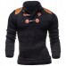 Fashion Horns Buttons Design Patchwork Pullovers Casual Knitted Stand Collar Sweater For Men