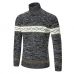 Mens Fashion High Collar Pullovers Wool Color Block Thick Warm Casual Sweaters