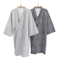 Mens Drawstring Japanese Style Kimono Cotton Breathable Sleepwear Robes