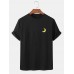 Mens Weather Symbol Embroidered Round Neck Casual Short Sleeve T  Shirts