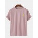 Mens Weather Symbol Embroidered Round Neck Casual Short Sleeve T  Shirts