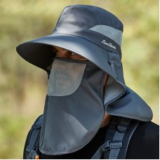 Unisex Polyester Casual Outdoor Breathable Face Shield Brim Extended Foldable Quick Dry Sunshade Bucket Hats