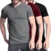 Men T  shirts V Neck Casual Short Sleeve Slim Fitted Blouse Short Sleeve with Buttons Outdoor Hiking