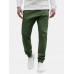Mens Solid Color Casual Drawstring Pants With Pocket